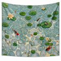 Tenture Murale Aquatique avec Nénuphars et Carpes Koi 150x130cm