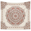 Tenture murale mandala bohème beige et rose 150x150 cm