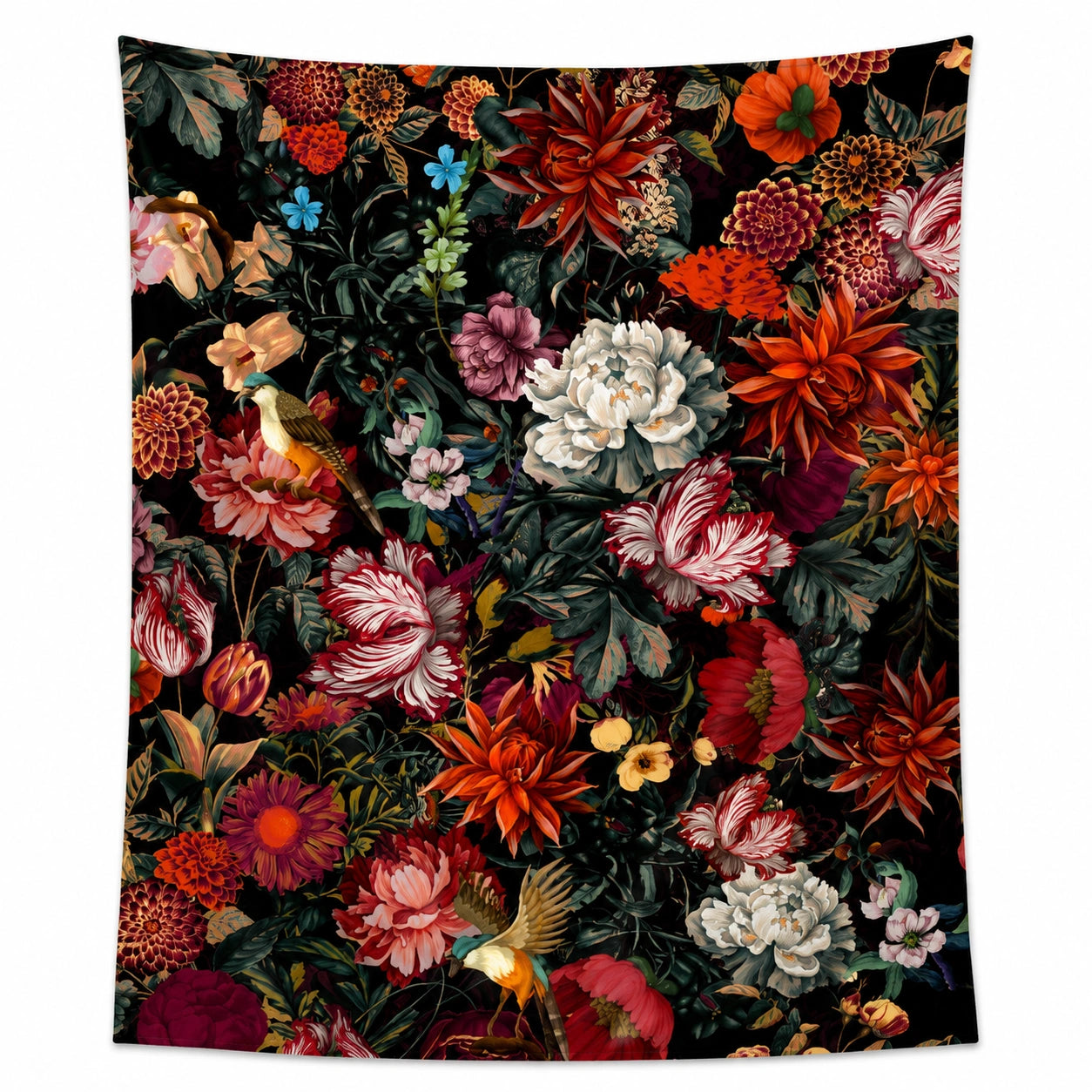 Tenture Murale Motif Floral Vintage avec Oiseaux