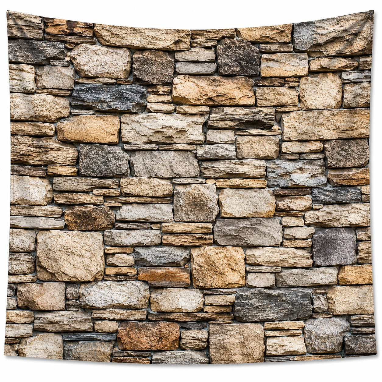 Tapisserie Murale Effet Mur en Pierre Beige et Gris