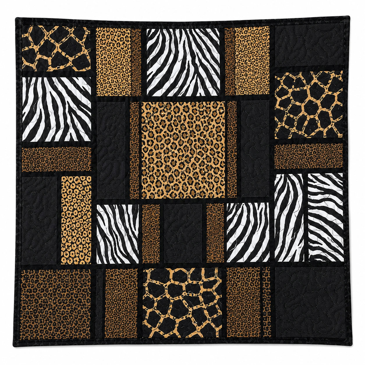 Couverture Patchwork Motifs Animaliers 150x150 cm