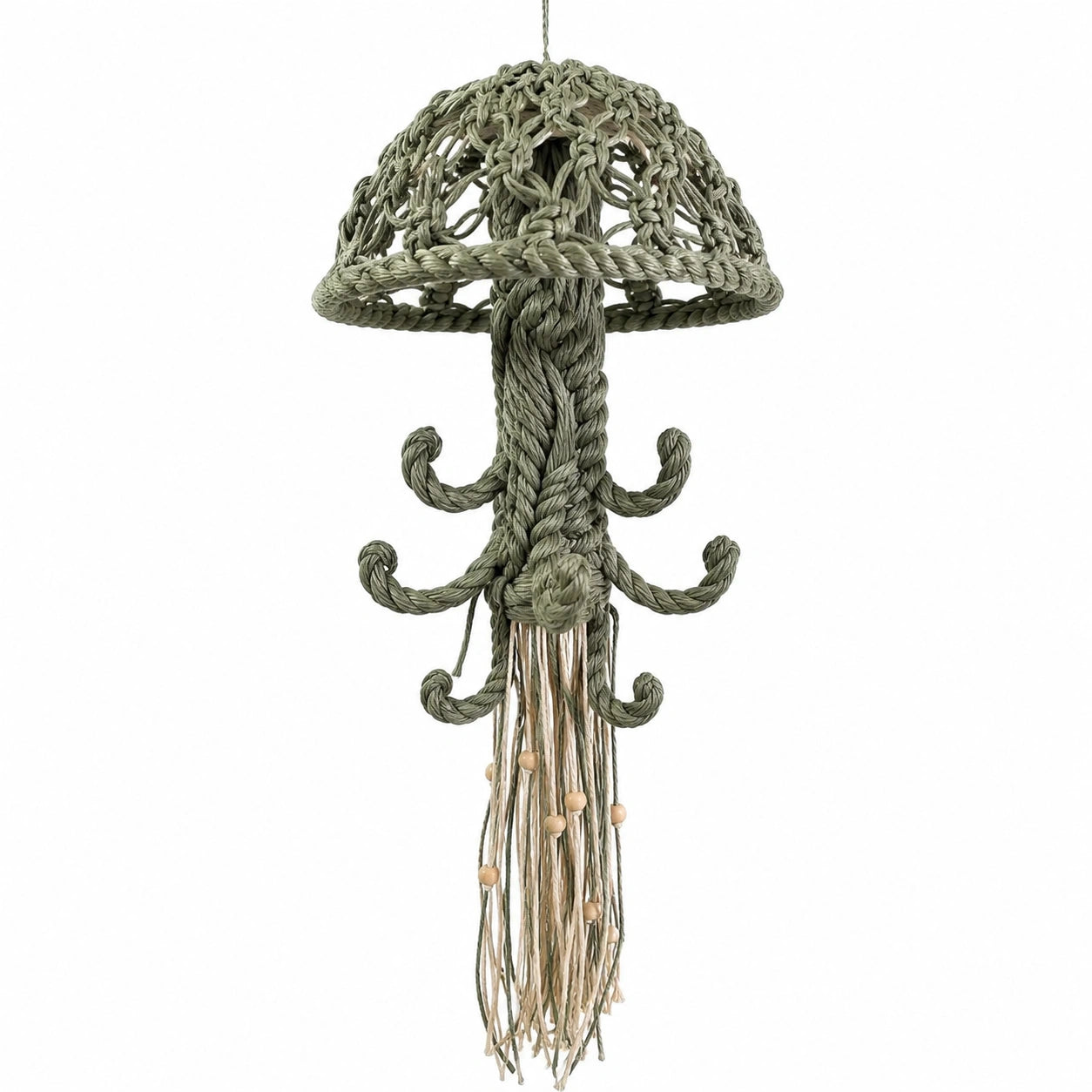 Suspension Méduse Macramé en Corde Vert Olive