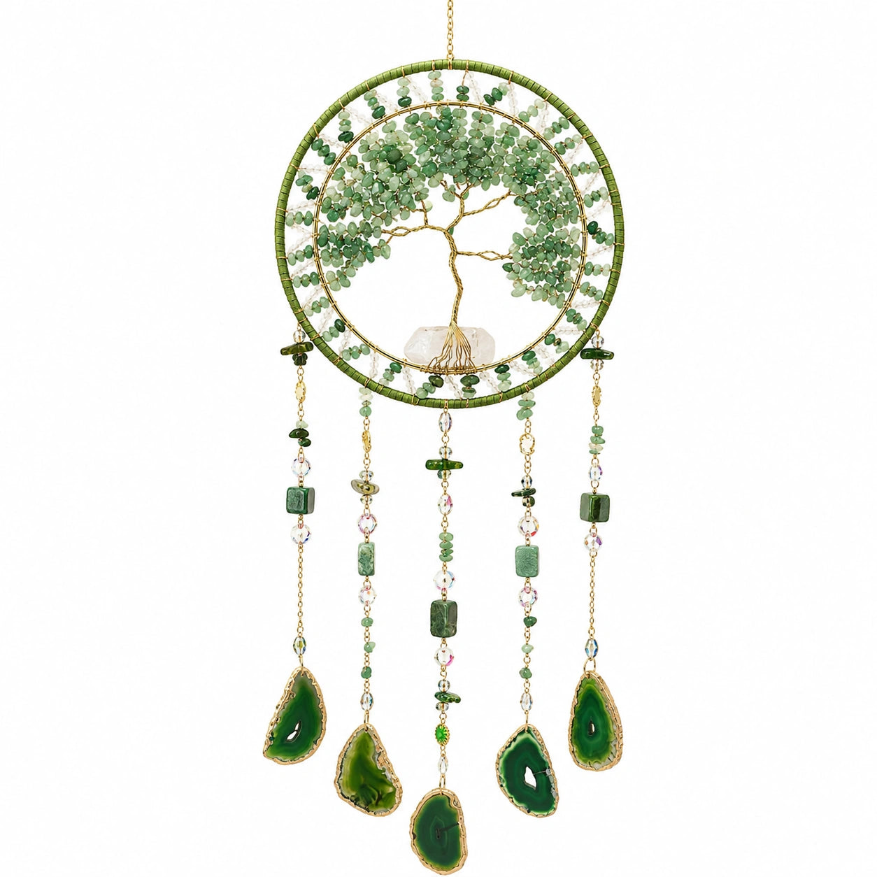 Attrape-rêves Arbre de Vie en Cristal Vert