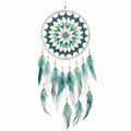 Attrape-rêves turquoise et blanc avec plumes