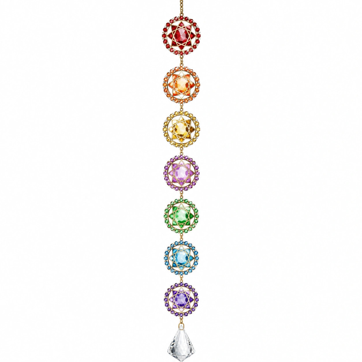 Suspension Prisme Multicolore en Cristal avec Reflets Lumineux