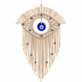 Décoration Murale Œil en Macramé Beige et Bleu