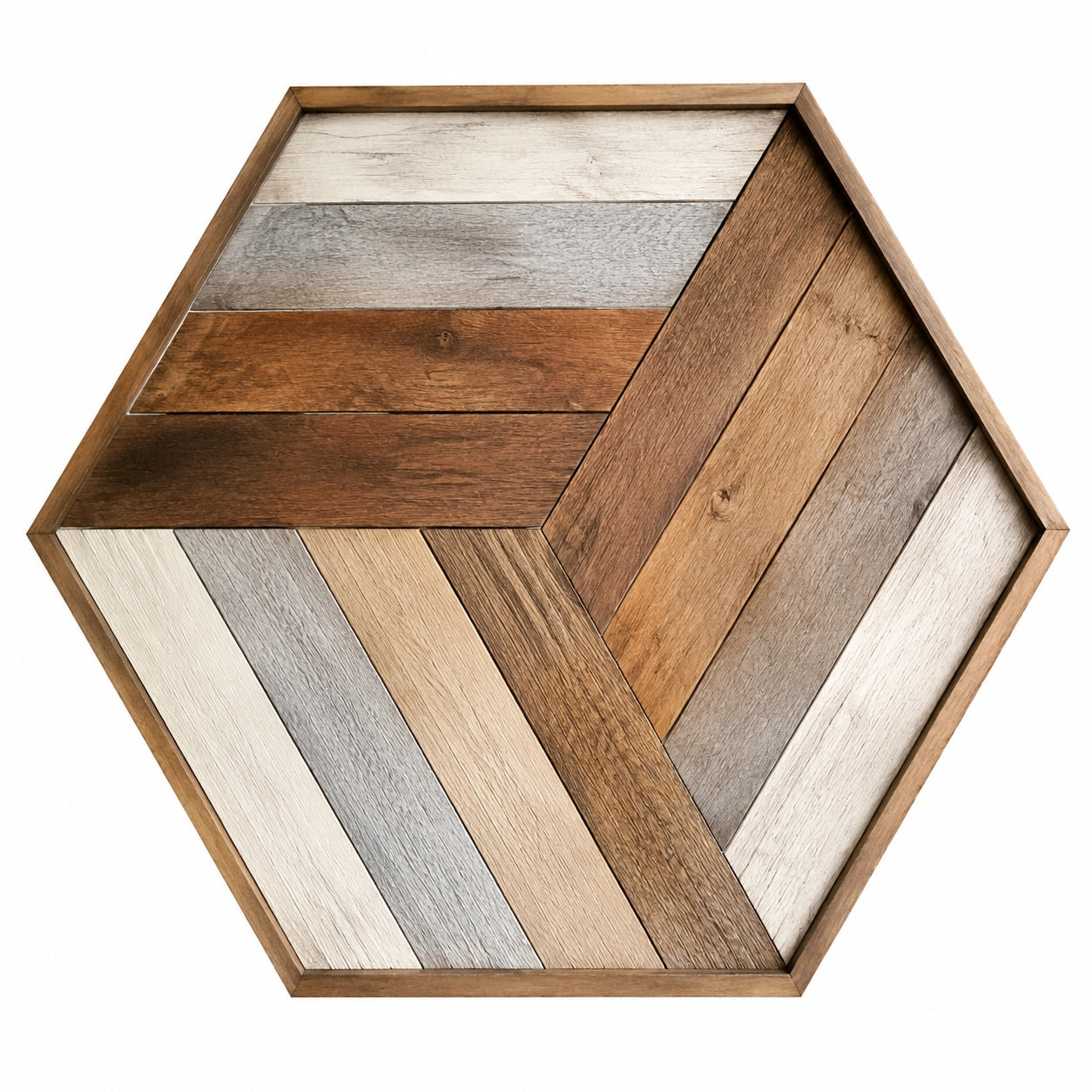 Tableau mural hexagonal bois multicolore