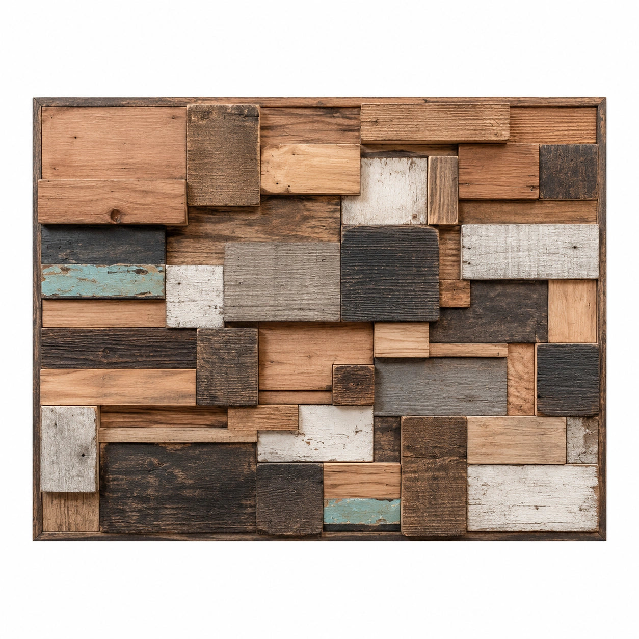 Tableau mural en bois recyclé et ton naturel