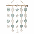 Suspension Murale Décorative Étoiles de Mer et Coquillages Vert/Blanc