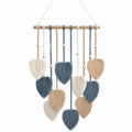Décoration Murale Bohème en Macramé Feuilles Bleu/Beige