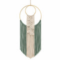 Décoration murale en macramé vert et beige