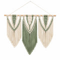 Tenture Murale Macramé Décoration Bohème Crème et Vert