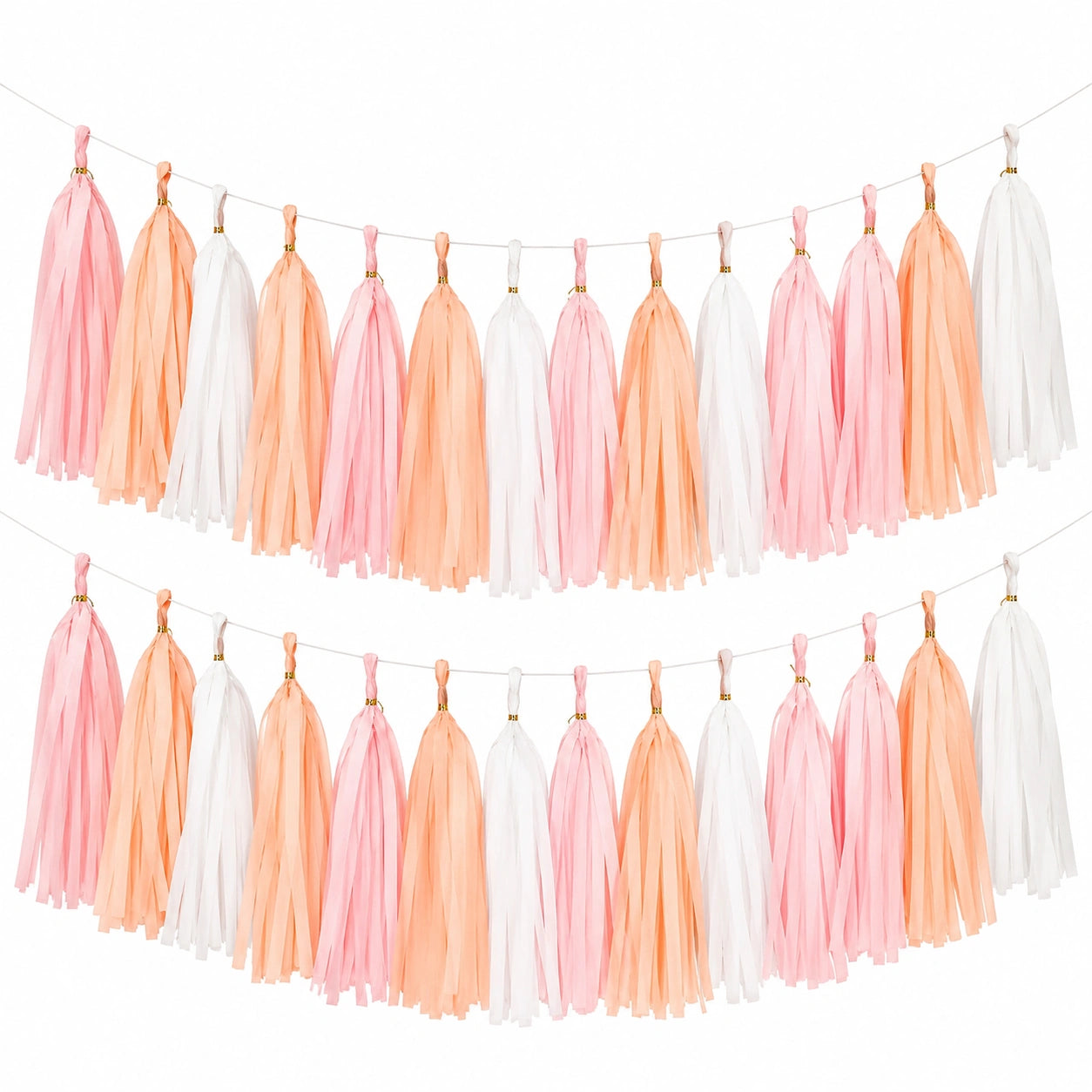 Guirlande de Pompons en Papier pour Décoration Festive Rose Blanc Pêche