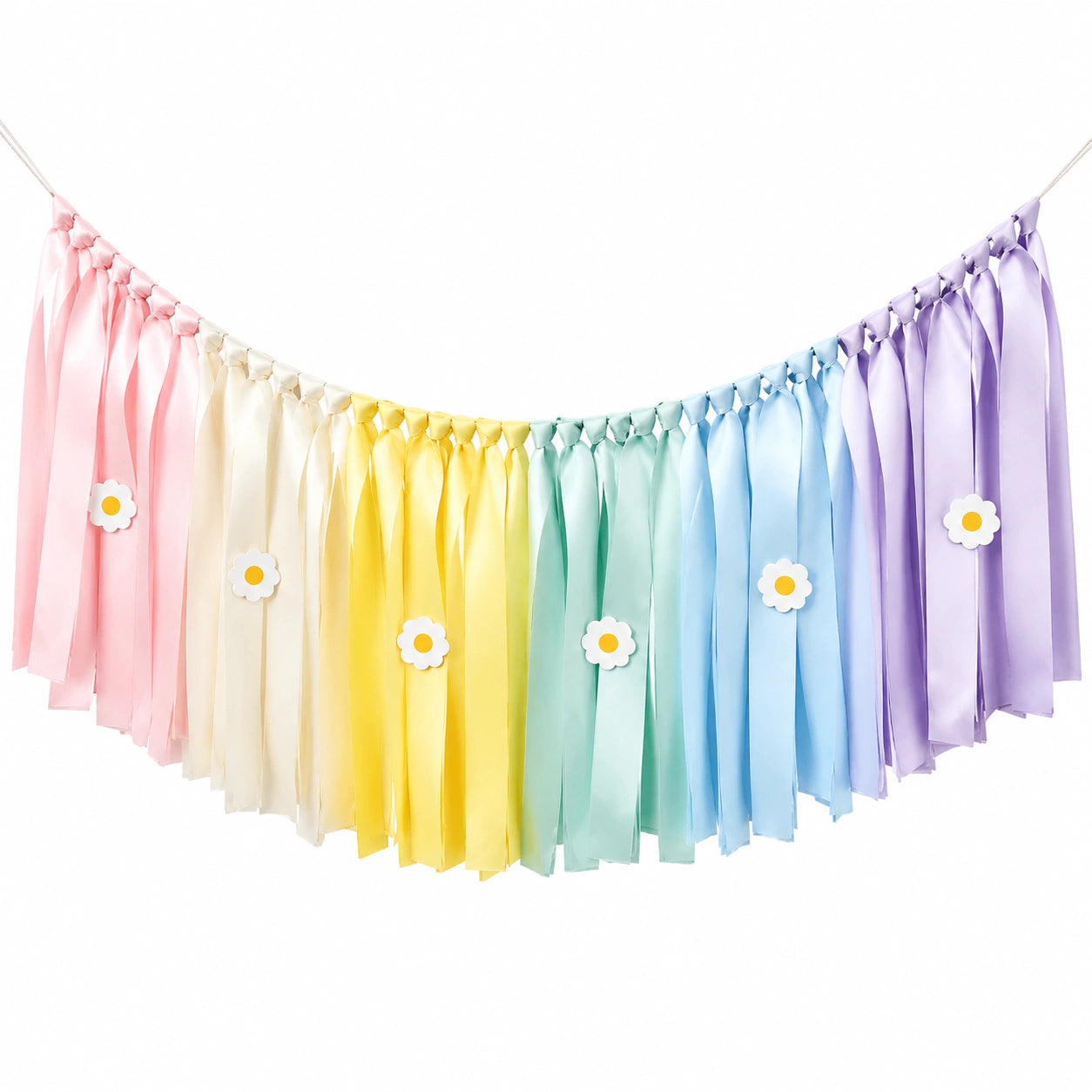 Guirlande Décorative avec Rubans Multicolores et Fleurs