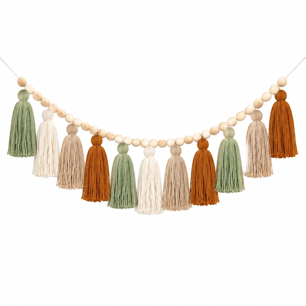 Guirlande de pompons en bois multicolores pour décoration murale