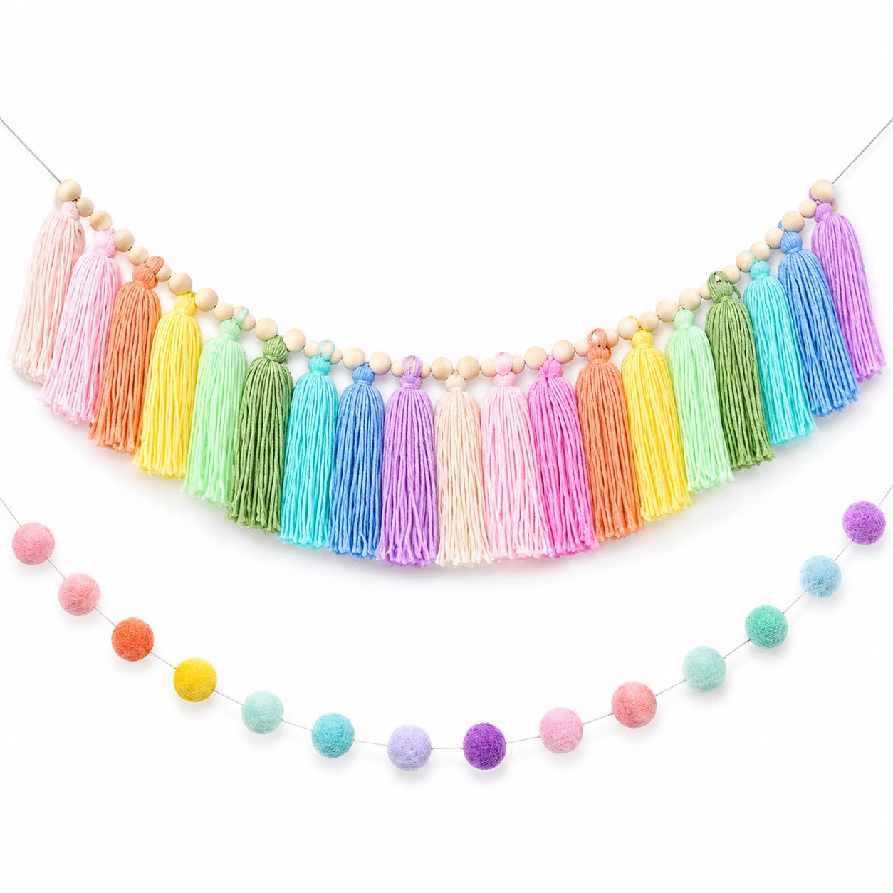 Guirlande Décorative Arc-en-Ciel à Pompons et Glands