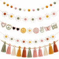 Guirlande Bohème avec Pompons et Motifs Multicolores