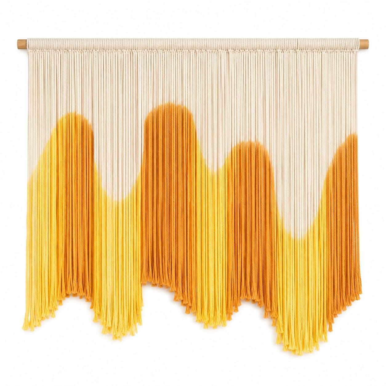 Draperie Murale en Macramé Jaune et Orange Bohème